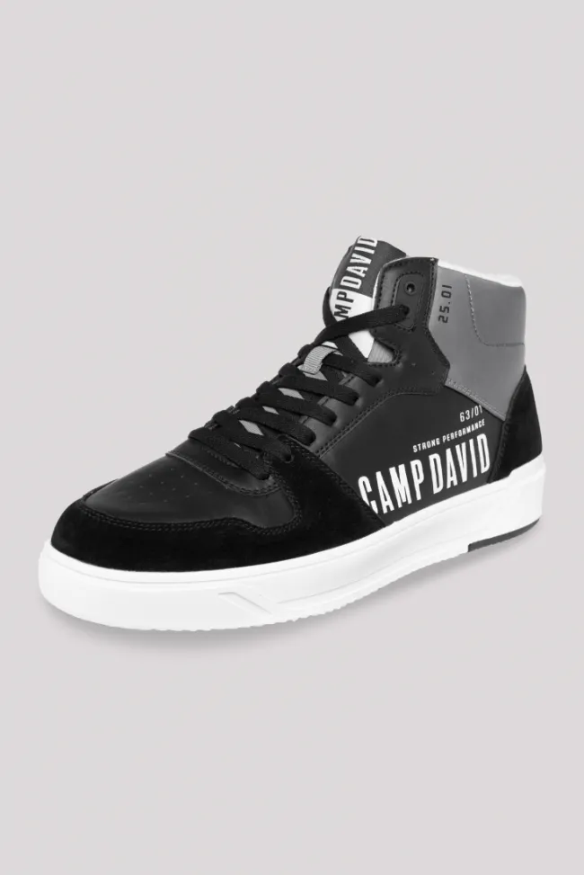Herren CAMP DAVID & SOCCX Hightop Sneaker im Materialmix mit Rubber Logos