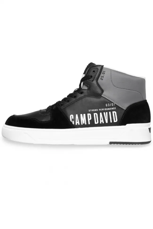 Herren CAMP DAVID & SOCCX Hightop Sneaker im Materialmix mit Rubber Logos