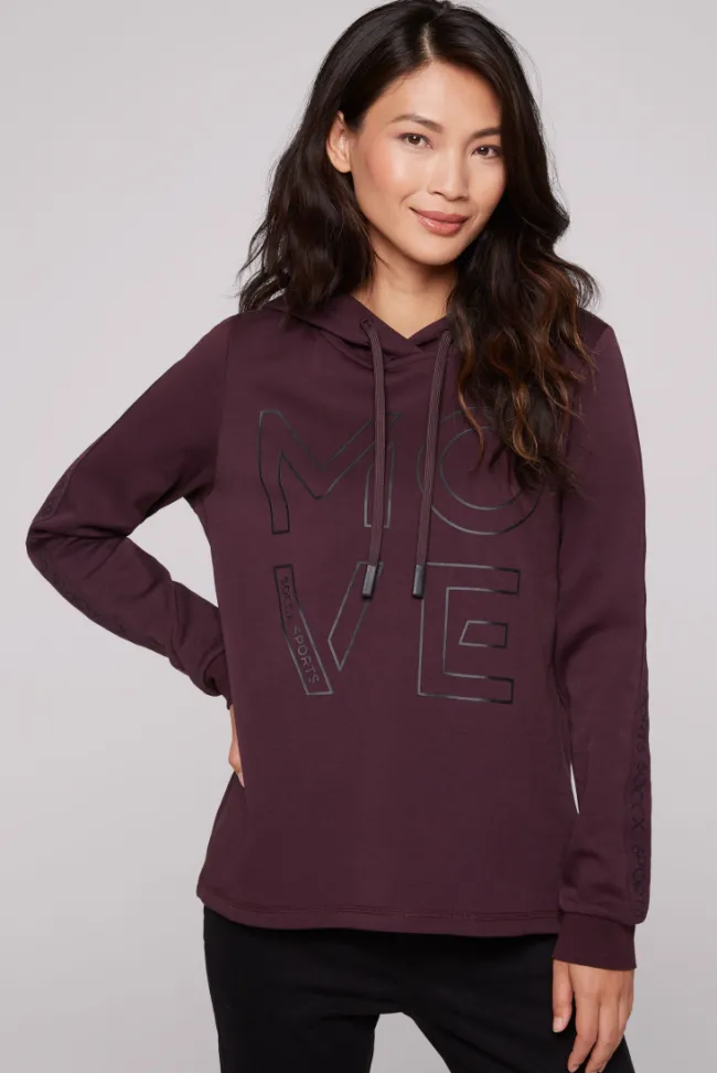 Damen CAMP DAVID & SOCCX Hoodie aus Interlock mit Artwork und Tapes deep plum