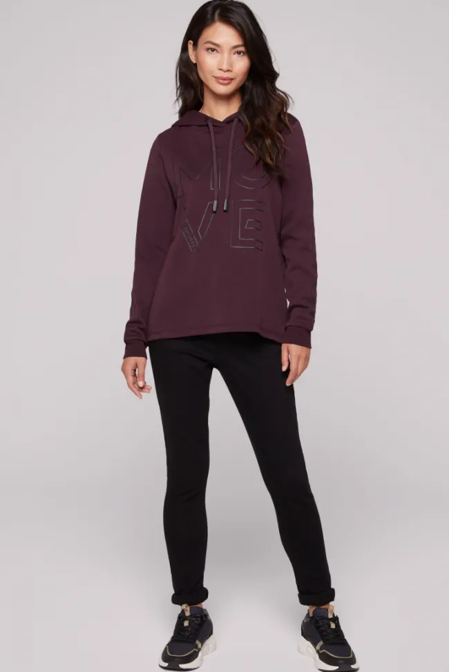 Damen CAMP DAVID & SOCCX Hoodie aus Interlock mit Artwork und Tapes deep plum