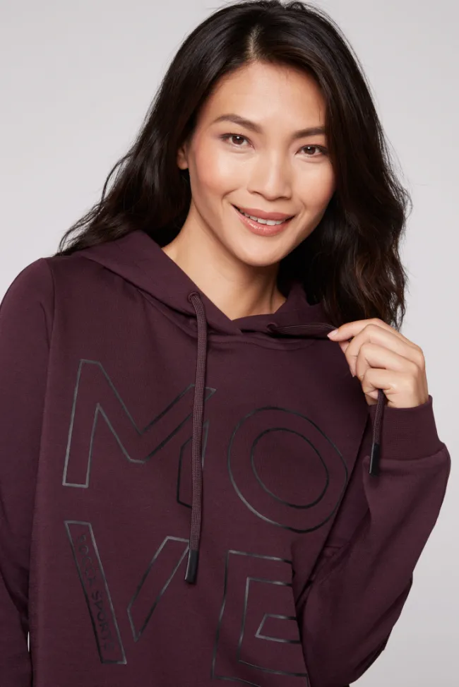 Damen CAMP DAVID & SOCCX Hoodie aus Interlock mit Artwork und Tapes deep plum