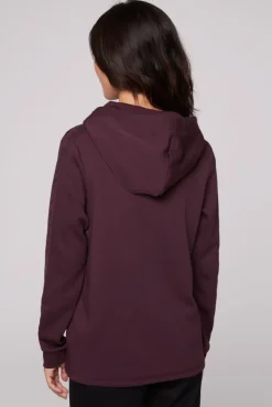 Damen CAMP DAVID & SOCCX Hoodie aus Interlock mit Artwork und Tapes deep plum
