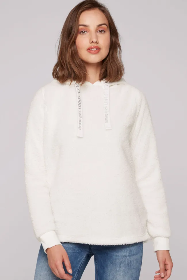 Damen CAMP DAVID & SOCCX Hoodie aus Teddyplüsch mit Sweatkapuze