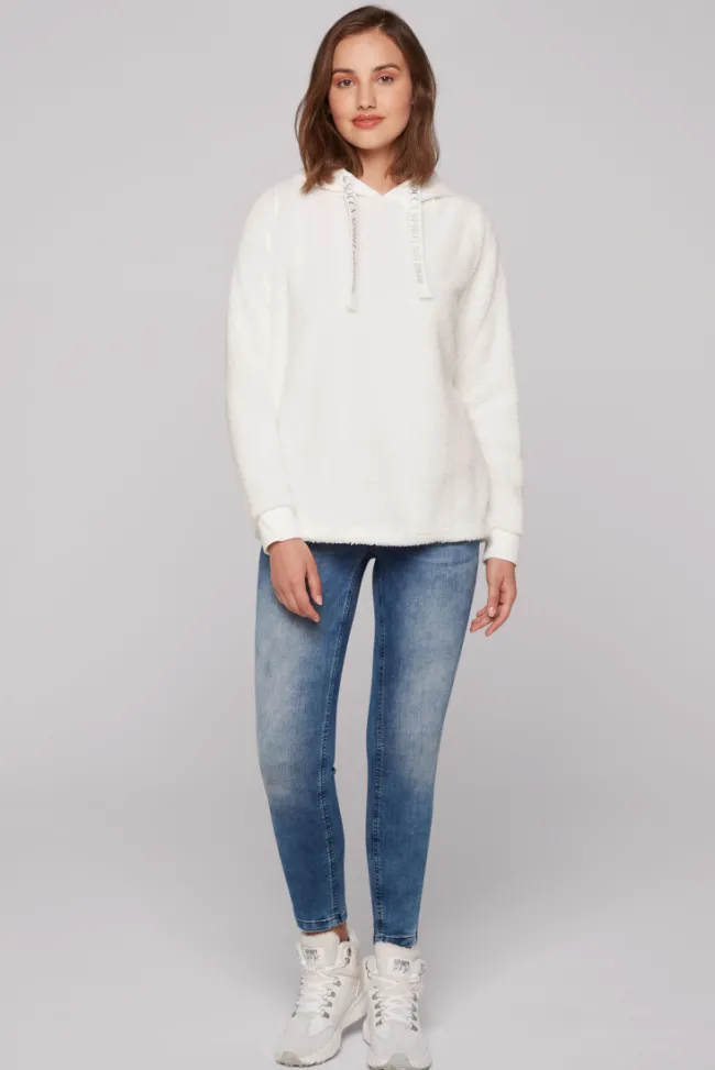 Damen CAMP DAVID & SOCCX Hoodie aus Teddyplüsch mit Sweatkapuze