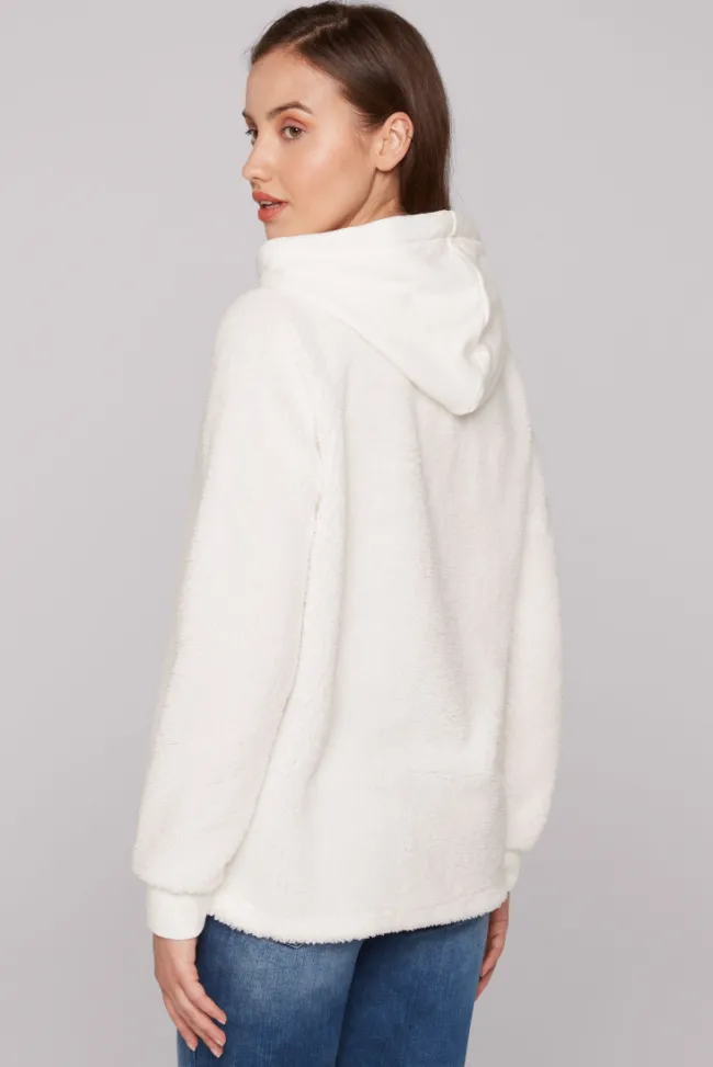 Damen CAMP DAVID & SOCCX Hoodie aus Teddyplüsch mit Sweatkapuze