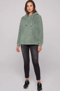 Damen CAMP DAVID & SOCCX Hoodie aus Teddyplüsch mit Sweatkapuze muted aqua
