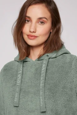 Damen CAMP DAVID & SOCCX Hoodie aus Teddyplüsch mit Sweatkapuze muted aqua