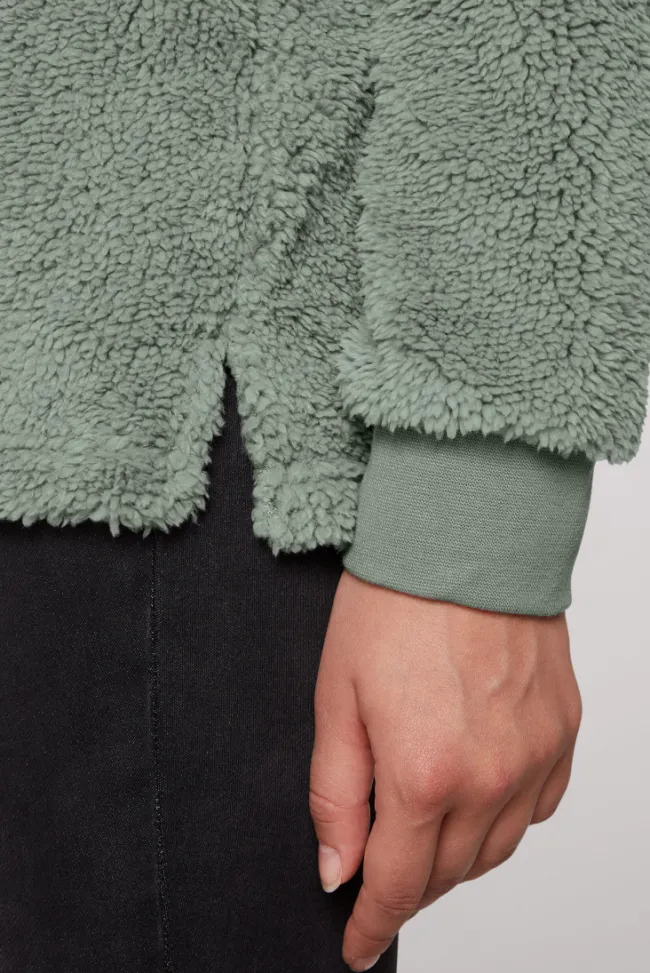 Damen CAMP DAVID & SOCCX Hoodie aus Teddyplüsch mit Sweatkapuze muted aqua
