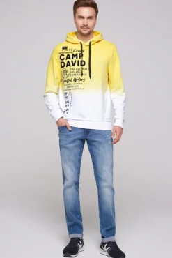 Herren CAMP DAVID & SOCCX Hoodie Dip Dye mit Artworks light lime