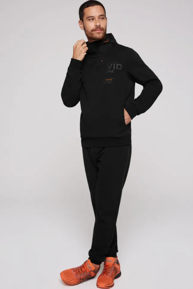 Herren CAMP DAVID & SOCCX Hoodie im Materialmix mit Artwork und Rückentasche