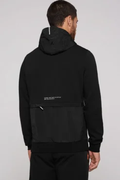 Herren CAMP DAVID & SOCCX Hoodie im Materialmix mit Artwork und Rückentasche