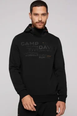 Herren CAMP DAVID & SOCCX Hoodie im Materialmix mit Artwork und Rückentasche