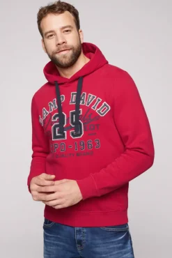 Herren CAMP DAVID & SOCCX Hoodie mit Artwork im Retro-Style royal red