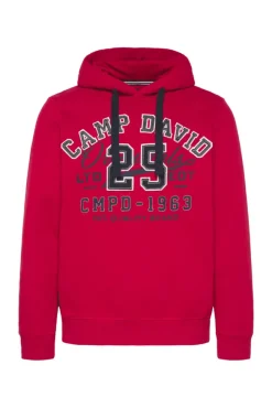 Herren CAMP DAVID & SOCCX Hoodie mit Artwork im Retro-Style royal red