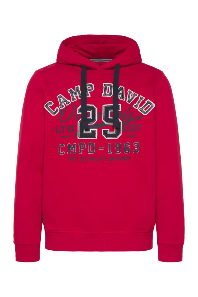 Herren CAMP DAVID & SOCCX Hoodie mit Artwork im Retro-Style royal red