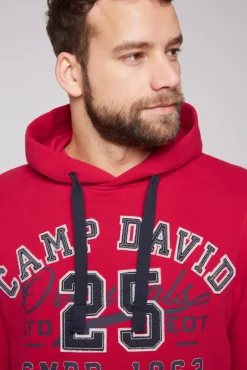 Herren CAMP DAVID & SOCCX Hoodie mit Artwork im Retro-Style royal red