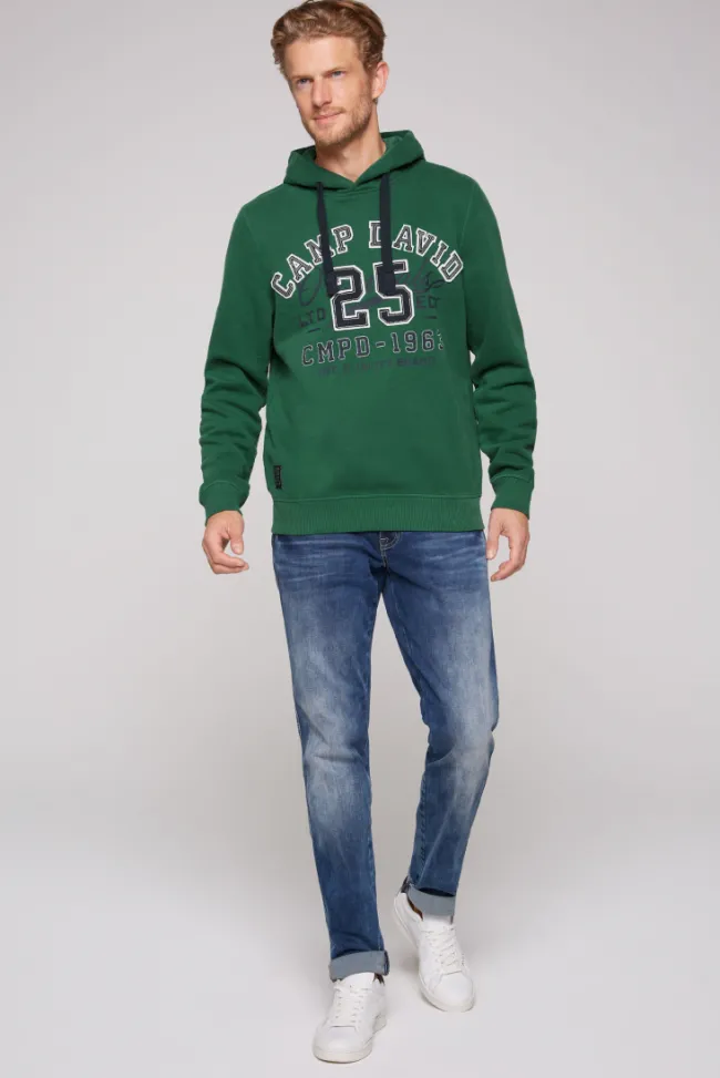 Herren CAMP DAVID & SOCCX Hoodie mit Artwork im Retro-Style raw green