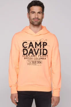 Herren CAMP DAVID & SOCCX Hoodie mit Label Print speed orange