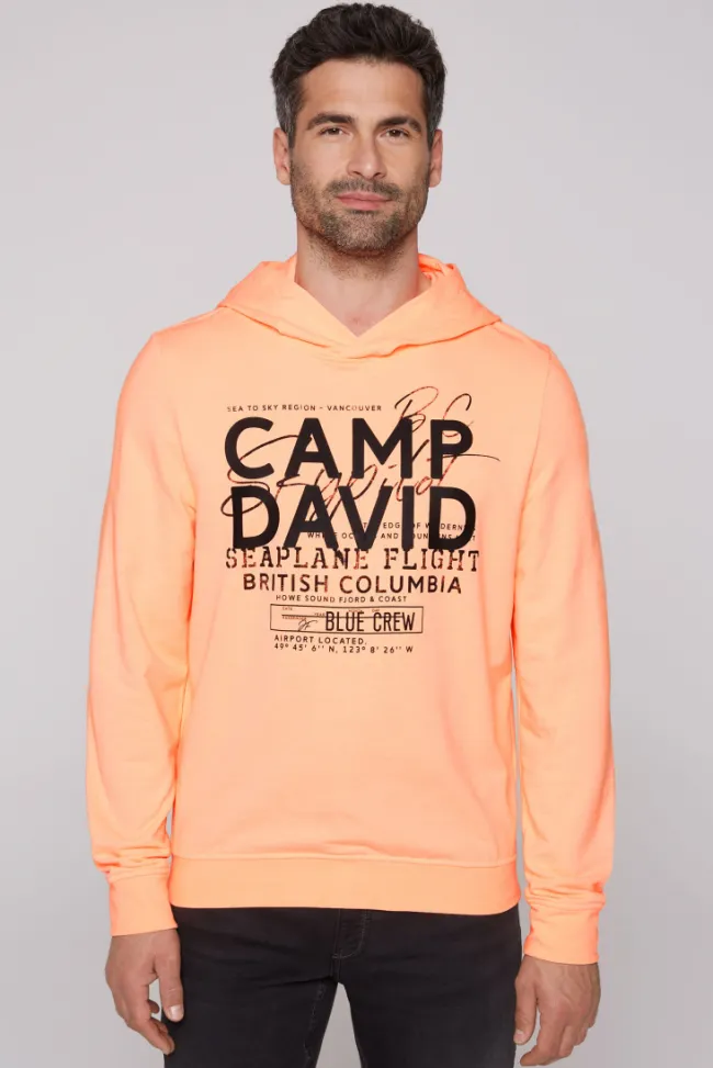 Herren CAMP DAVID & SOCCX Hoodie mit Label Print speed orange