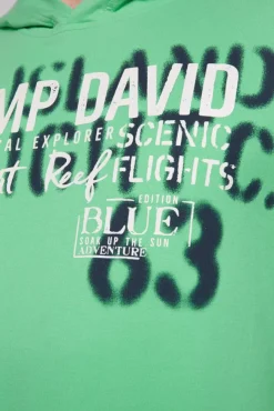 Herren CAMP DAVID & SOCCX Hoodie mit Spray-Effekt-Artwork regatta green