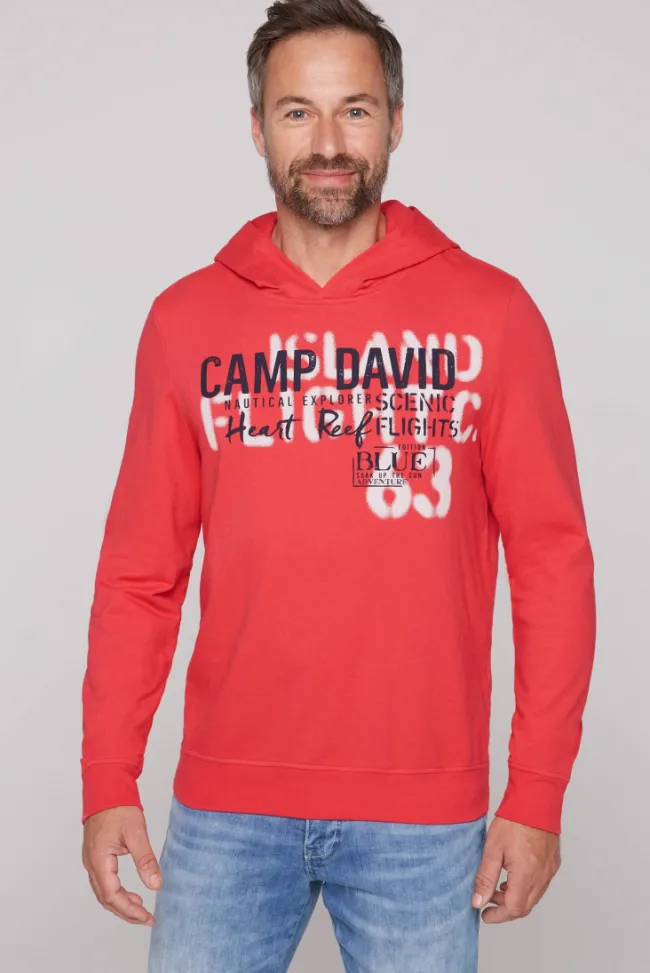 Herren CAMP DAVID & SOCCX Hoodie mit Spray-Effekt-Artwork skipper red