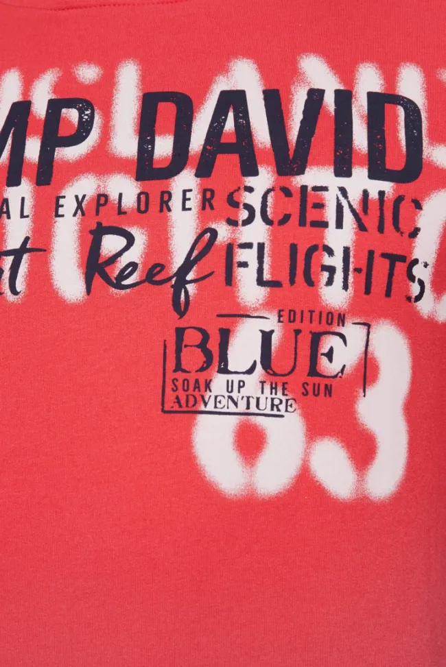 Herren CAMP DAVID & SOCCX Hoodie mit Spray-Effekt-Artwork skipper red