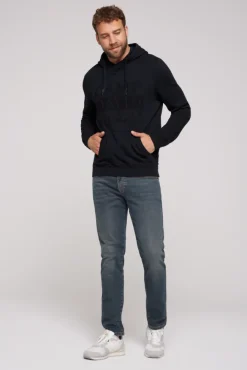 Herren CAMP DAVID & SOCCX Hoodie mit tonigem Logo Artwork blue navy