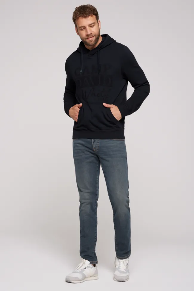Herren CAMP DAVID & SOCCX Hoodie mit tonigem Logo Artwork blue navy