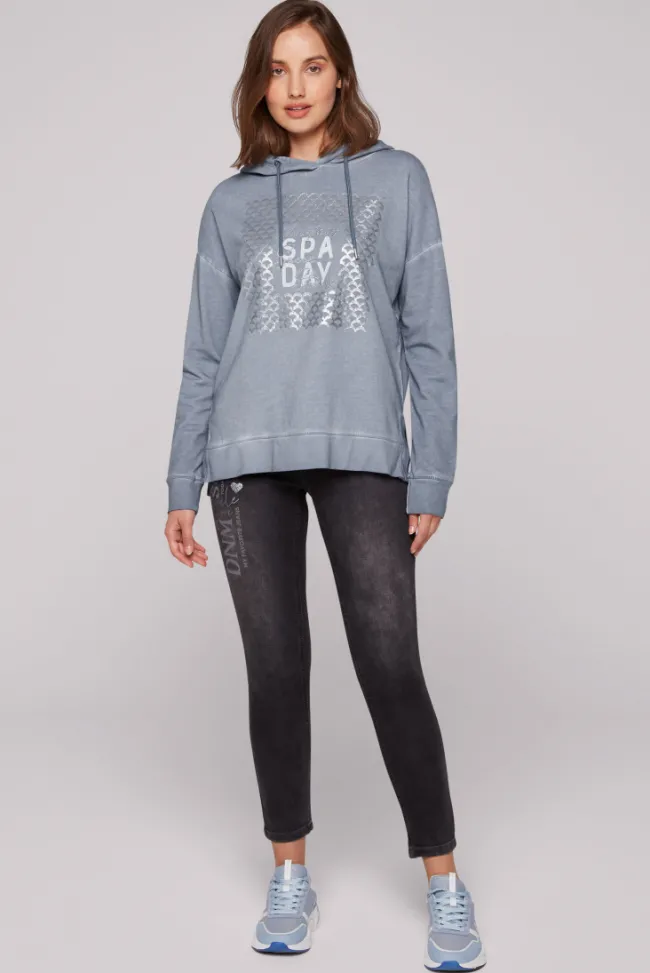 Damen CAMP DAVID & SOCCX Hoodie Oil Dyed mit Artwork cold grey