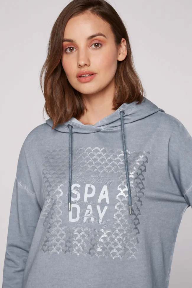 Damen CAMP DAVID & SOCCX Hoodie Oil Dyed mit Artwork cold grey