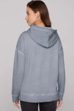 Damen CAMP DAVID & SOCCX Hoodie Oil Dyed mit Artwork cold grey
