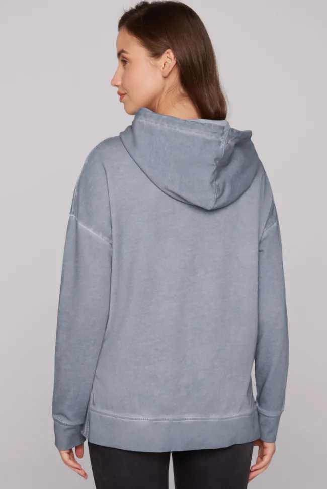 Damen CAMP DAVID & SOCCX Hoodie Oil Dyed mit Artwork cold grey