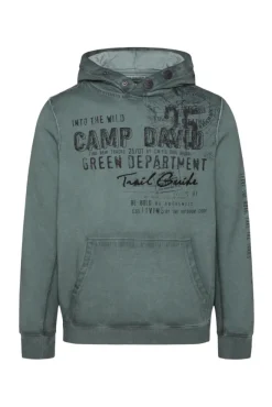 Herren CAMP DAVID & SOCCX Hoodie Oil Dyed mit Artworks deep forest
