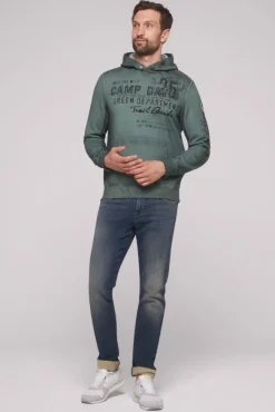 Herren CAMP DAVID & SOCCX Hoodie Oil Dyed mit Artworks deep forest