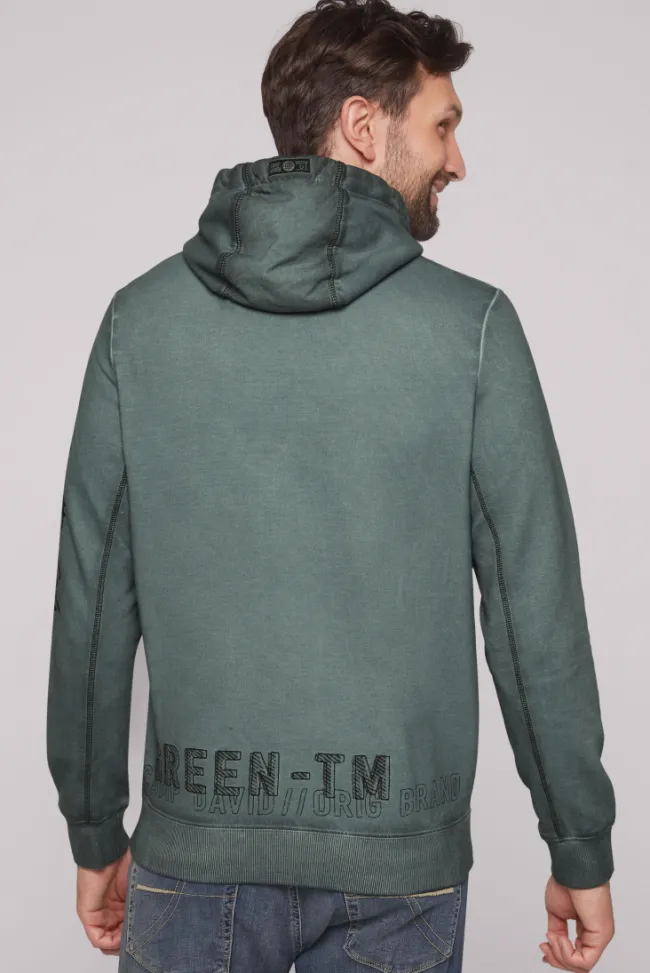 Herren CAMP DAVID & SOCCX Hoodie Oil Dyed mit Artworks deep forest