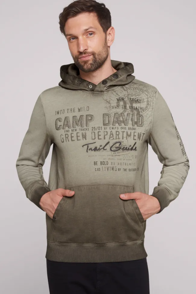Herren CAMP DAVID & SOCCX Hoodie Oil Dyed mit Artworks fossil brown