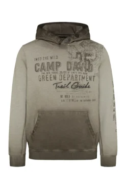 Herren CAMP DAVID & SOCCX Hoodie Oil Dyed mit Artworks fossil brown