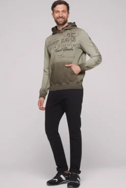 Herren CAMP DAVID & SOCCX Hoodie Oil Dyed mit Artworks fossil brown