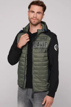 Herren CAMP DAVID & SOCCX 2-in-1 Softshelljacke mit abtrennbaren Ärmeln forest khaki / black