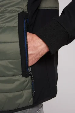 Herren CAMP DAVID & SOCCX 2-in-1  Softshelljacke mit abtrennbaren Ärmeln forest khaki / black