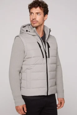 Herren CAMP DAVID & SOCCX 2-in-1 Steppweste mit abtrennbaren Ärmeln light grey