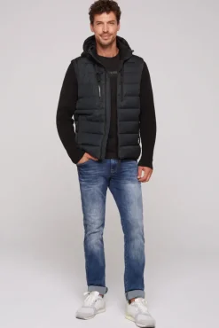 Herren CAMP DAVID & SOCCX 2-in-1 Steppweste mit abtrennbaren Ärmeln blue navy