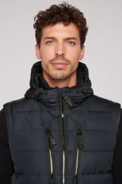 Herren CAMP DAVID & SOCCX 2-in-1 Steppweste mit abtrennbaren Ärmeln blue navy
