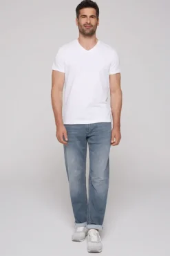 Herren CAMP DAVID & SOCCX Jeans CO:NO Comfort Fit grey blue used jogg