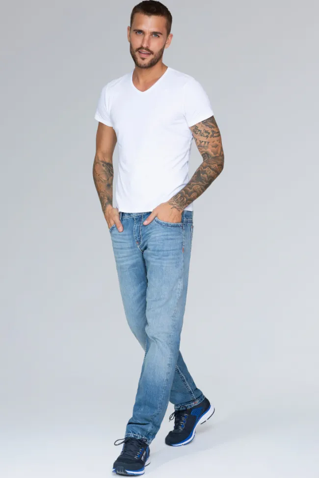 Herren CAMP DAVID & SOCCX Jeans CO:NO Comfort Fit light stone used