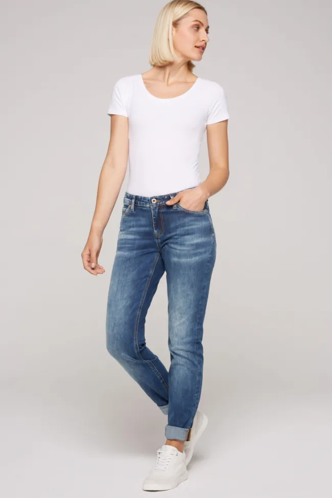 Damen CAMP DAVID & SOCCX Jeans HE:DI Slim Fit blue used
