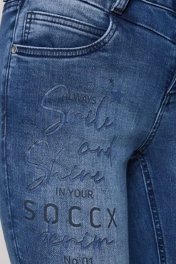 Damen CAMP DAVID & SOCCX Jeans MI:RA Slim Fit blue printed jogg