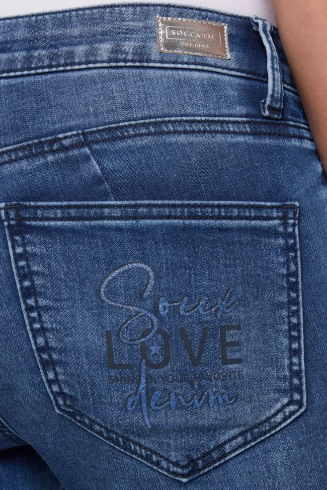 Damen CAMP DAVID & SOCCX Jeans MI:RA Slim Fit blue printed jogg