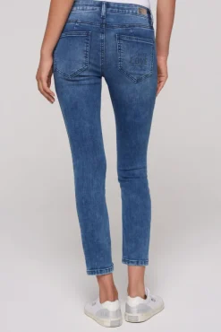 Damen CAMP DAVID & SOCCX Jeans MI:RA Slim Fit blue printed jogg
