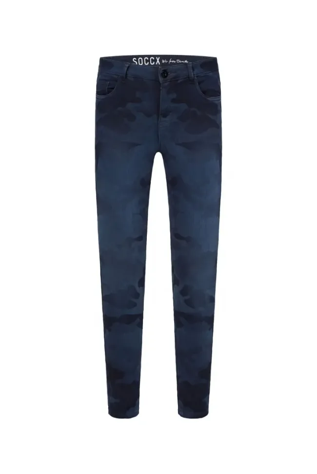 Damen CAMP DAVID & SOCCX Jeans MI:RA Slim Fit blue camouflage